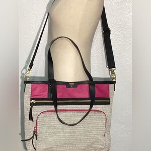 Fossil Pink and Tan Women's tote Bag